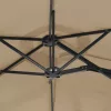 Tópszínű dupla tetős napernyő LED-ekkel 316x145 cm