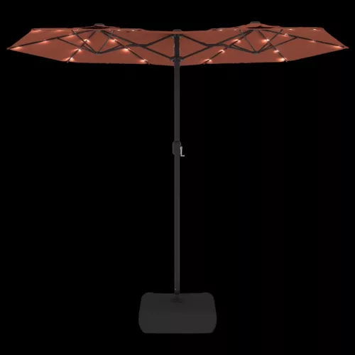 Terrakotta dupla tetős LED-es napernyő 316x145 cm