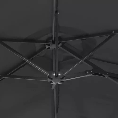 Fekete dupla tetős napernyő LED-ekkel 316x145 cm
