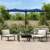 Azúrkék dupla tetős LED-es napernyő 316x145 cm