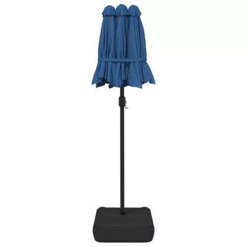 Azúrkék dupla tetős LED-es napernyő 316x145 cm