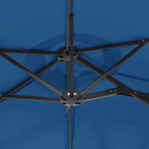 Azúrkék dupla tetős LED-es napernyő 316x145 cm