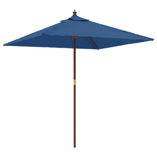 Azúrkék kerti napernyő fa rúddal 198x198x231 cm
