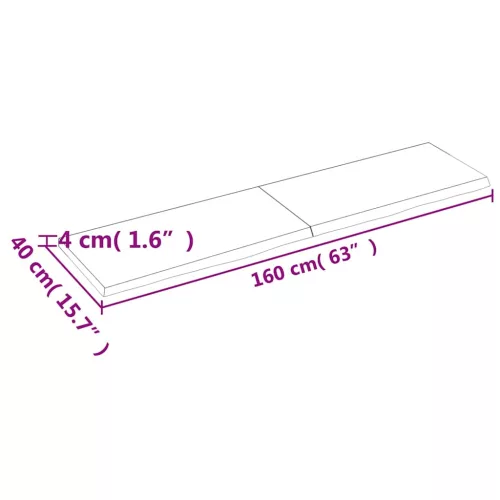 Sötétbarna kezelt tömör tölgyfa fali polc 160 x 40 x (2-4) cm