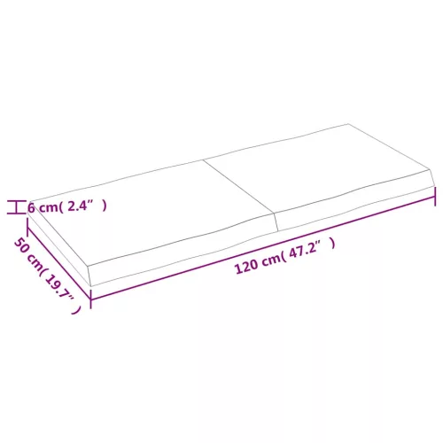 Sötétbarna kezelt tömör asztallap 120x50x(2-6) cm