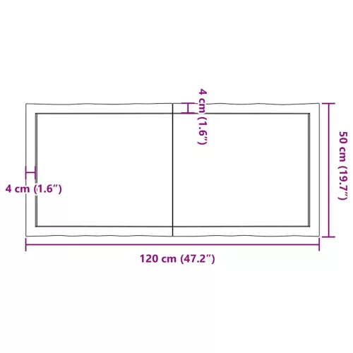Sötétbarna kezelt tömör asztallap 120x50x(2-6) cm