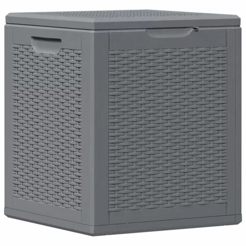Szürke PP rattan kerti tárolóláda 90 L