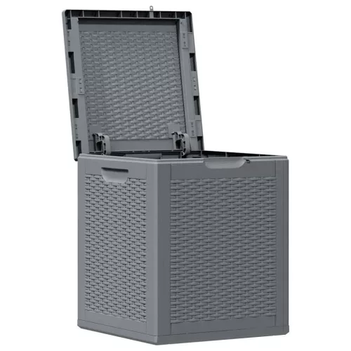 Szürke PP rattan kerti tárolóláda 90 L