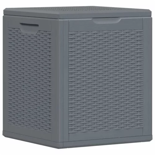 Szürke PP rattan kerti tárolóláda 90 L