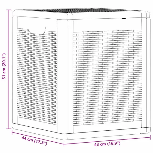 Szürke PP rattan kerti tárolóláda 90 L