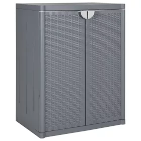 Szürke PP rattan kerti tárolószekrény 65 x 45 x 88 cm