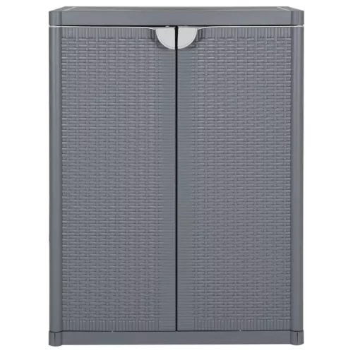 Szürke PP rattan kerti tárolószekrény 65 x 45 x 88 cm