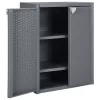Szürke PP rattan kerti tárolószekrény 65 x 45 x 88 cm