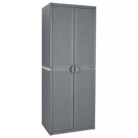 Szürke PP rattan kerti tárolószekrény 65 x 45 x 172 cm