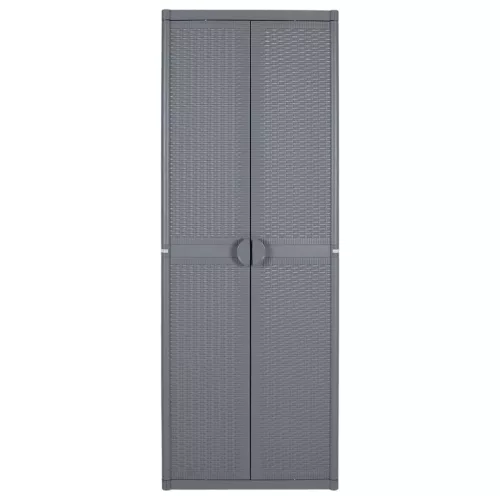 Szürke PP rattan kerti tárolószekrény 65 x 45 x 172 cm