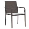 2 db barna polyrattan kerti szék párnával 56 x 59 x 84 cm