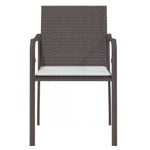 2 db barna polyrattan kerti szék párnával 56 x 59 x 84 cm