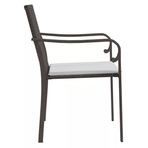 2 db barna polyrattan kerti szék párnával 56 x 59 x 84 cm