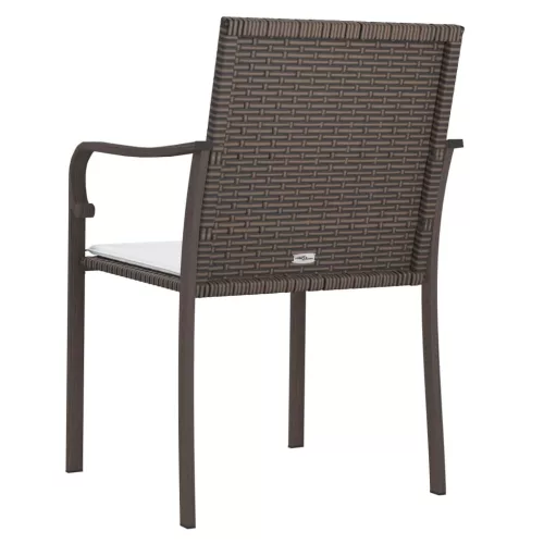 2 db barna polyrattan kerti szék párnával 56 x 59 x 84 cm