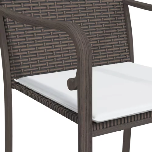 2 db barna polyrattan kerti szék párnával 56 x 59 x 84 cm