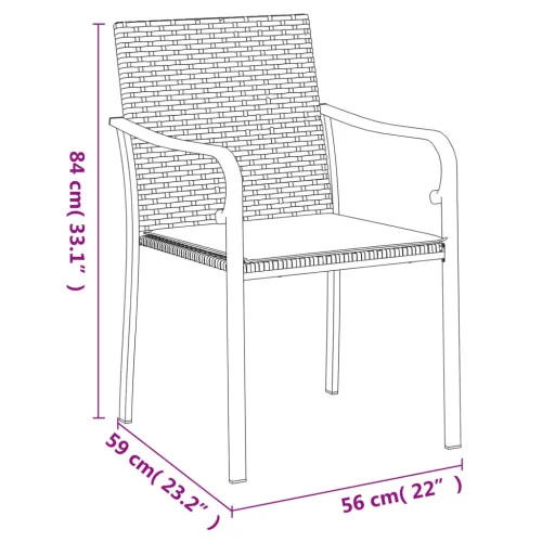 2 db barna polyrattan kerti szék párnával 56 x 59 x 84 cm