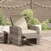 Világosbarna polyrattan dönthető kerti szék párnákkal