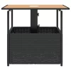Fekete polyrattan kerti asztal napernyőlyukkal 55x55x46,5 cm