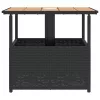 Fekete polyrattan kerti asztal napernyőlyukkal 55x55x46,5 cm