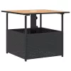Fekete polyrattan kerti asztal napernyőlyukkal 55x55x46,5 cm