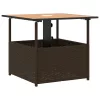 Barna polyrattan kerti asztal napernyőlyukkal 55x55x46,5 cm