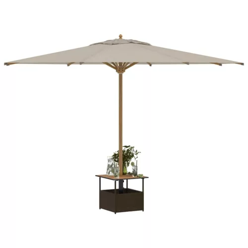 Barna polyrattan kerti asztal napernyőlyukkal 55x55x46,5 cm