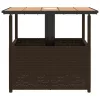 Barna polyrattan kerti asztal napernyőlyukkal 55x55x46,5 cm