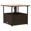 Barna polyrattan kerti asztal napernyőlyukkal 55x55x46,5 cm