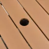 Barna polyrattan kerti asztal napernyőlyukkal 55x55x46,5 cm