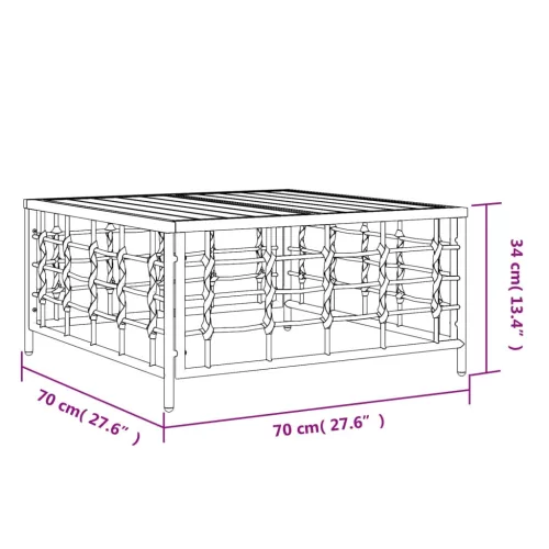 Antracitszürke polyrattan kerti asztal 70 x 70 x 34 cm