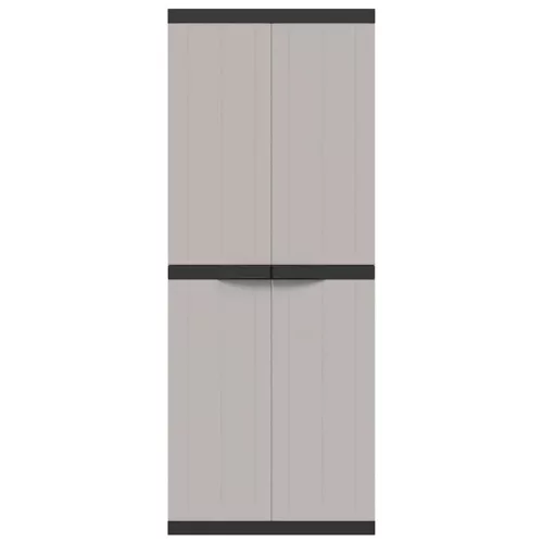 Szürke és fekete PP kültéri tárolószekrény 65 x 37 x 165 cm