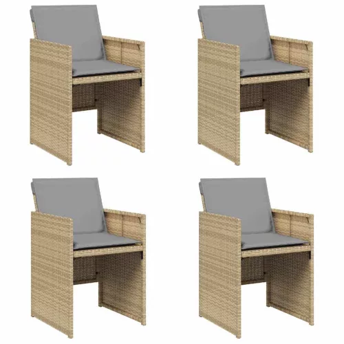 4 db vegyes bézs polyrattan kerti szék párnával