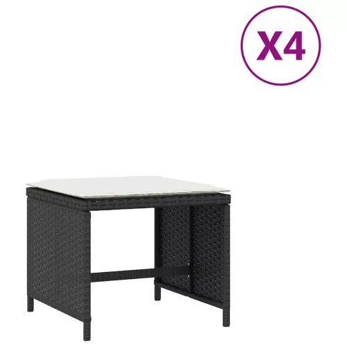 4 db fekete polyrattan kerti szék párnával 41 x 41 x 36 cm