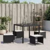 4 db fekete polyrattan kerti szék párnával 41 x 41 x 36 cm