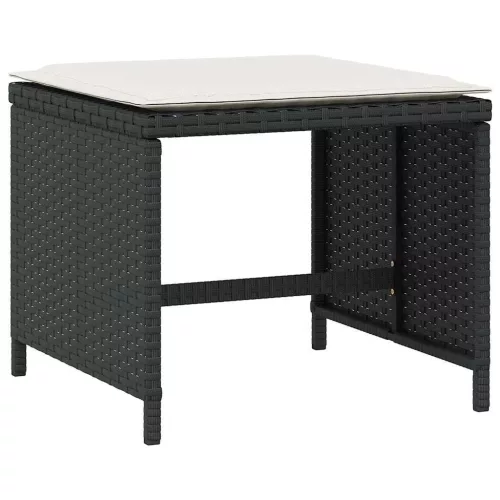 4 db fekete polyrattan kerti szék párnával 41 x 41 x 36 cm