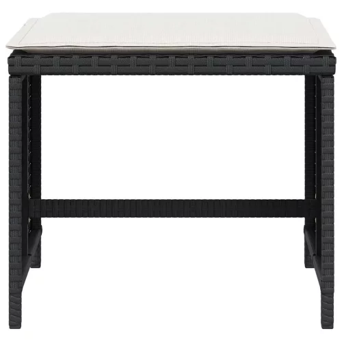 4 db fekete polyrattan kerti szék párnával 41 x 41 x 36 cm
