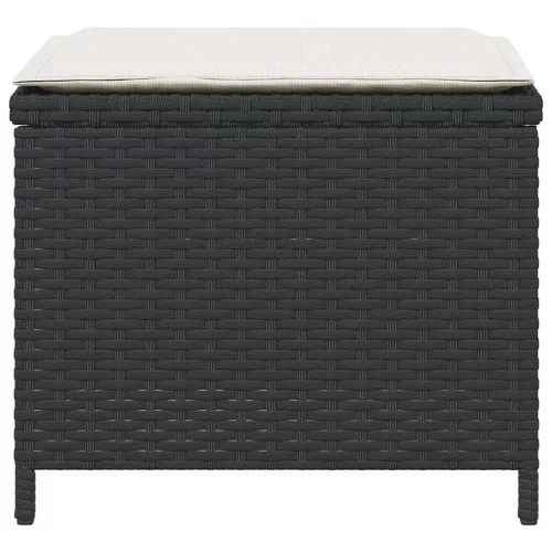 4 db fekete polyrattan kerti szék párnával 41 x 41 x 36 cm