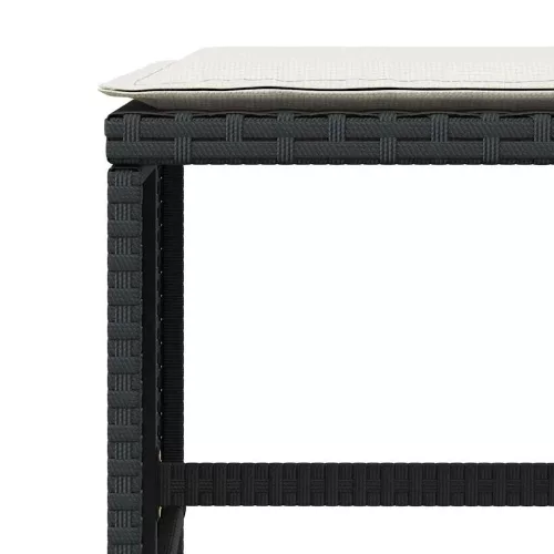 4 db fekete polyrattan kerti szék párnával 41 x 41 x 36 cm