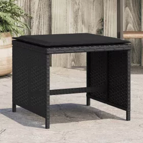   4 db fekete polyrattan kerti szék párnával 41 x 41 x 36 cm