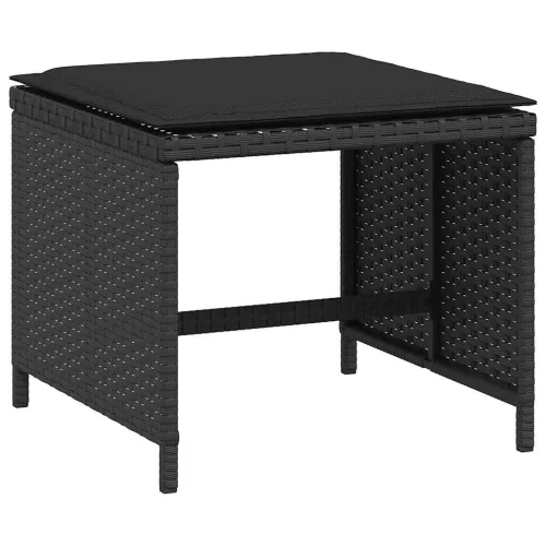 4 db fekete polyrattan kerti szék párnával 41 x 41 x 36 cm