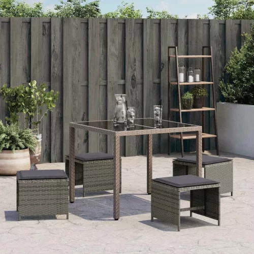 4 db szürke polyrattan kerti szék párnával 41 x 41 x 36 cm