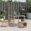 4 db vegyes bézs polyrattan kerti szék párnával 41 x 41 x 36 cm