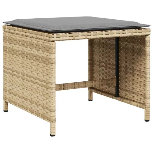4 db vegyes bézs polyrattan kerti szék párnával 41 x 41 x 36 cm