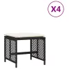4 db fekete polyrattan kerti szék párnával 41 x 41 x 36 cm