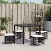 4 db fekete polyrattan kerti szék párnával 41 x 41 x 36 cm